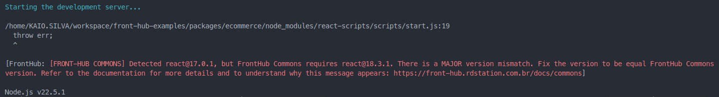 Build error for development because detected common dependency with MAJOR difference