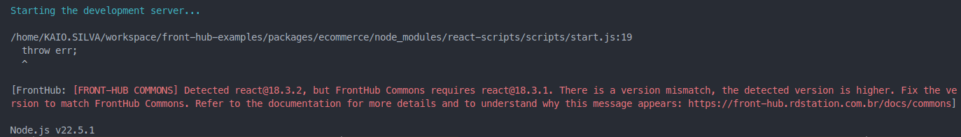 Build error for development because detected common dependency with higher MINOR/PATCH version